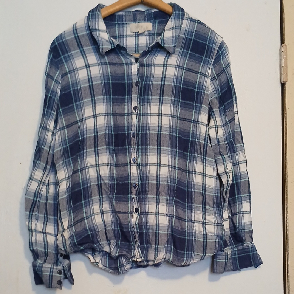 Olive & Oak Long Sleeve Button Down Shirt Womans XL
